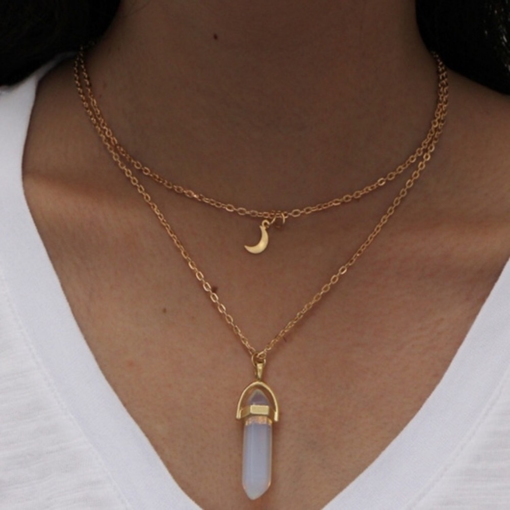 Gold Layered Moon Necklace 🌙 White ⭐️ 2 for 20